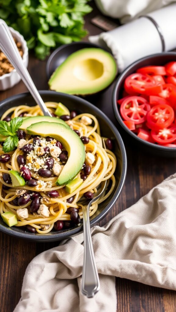 Avocado and Black Bean Pasta Salad