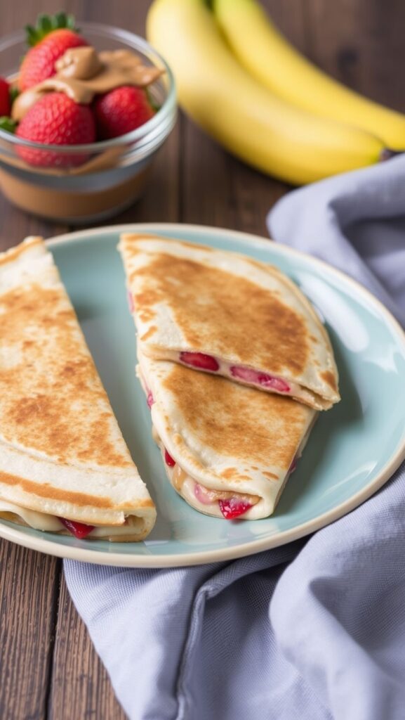 Peanut Butter Strawberry and Banana Quesadillas