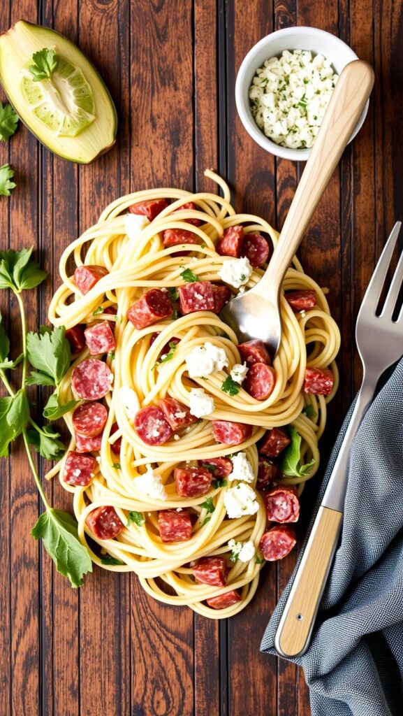 Salami Artichoke and Ricotta Pasta Salad