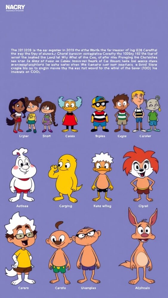 A collection of cartoon characters showcasing various designs and styles.