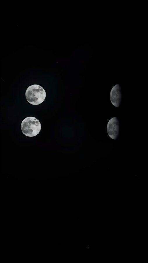 50 Stunning Aesthetic Wallpapers for Your iPhone 32 A collection of moon phases against a black background
