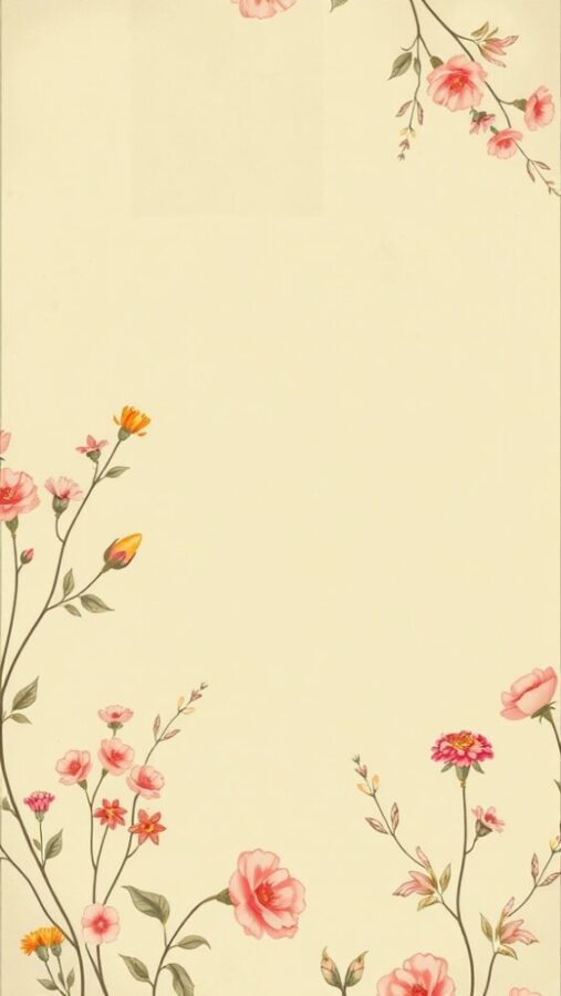 50 Stunning Aesthetic Wallpapers for Your iPhone 7 Vintage floral design featuring soft pink and orange flowers against a cream background