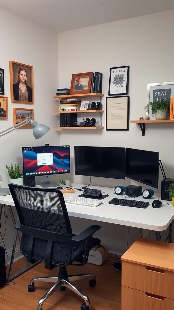 19 Inspiring Home Office Ideas You Need to Try 19 A modern home office setup with organized cables and a clean workspace.