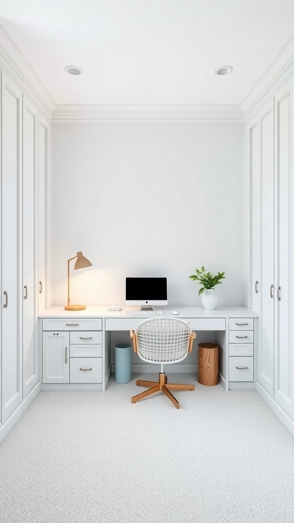 19 Creative Murphy Bed Office Guest Bedrooms Ideas 8 Bright and airy coastal retreat office space with a desk, computer, and storage cabinets