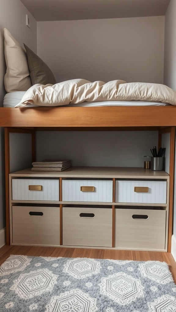 13 Creative Bedroom Ideas for Small Spaces 15 A cozy bed with under-bed storage drawers, showcasing an organized and stylish bedroom space.