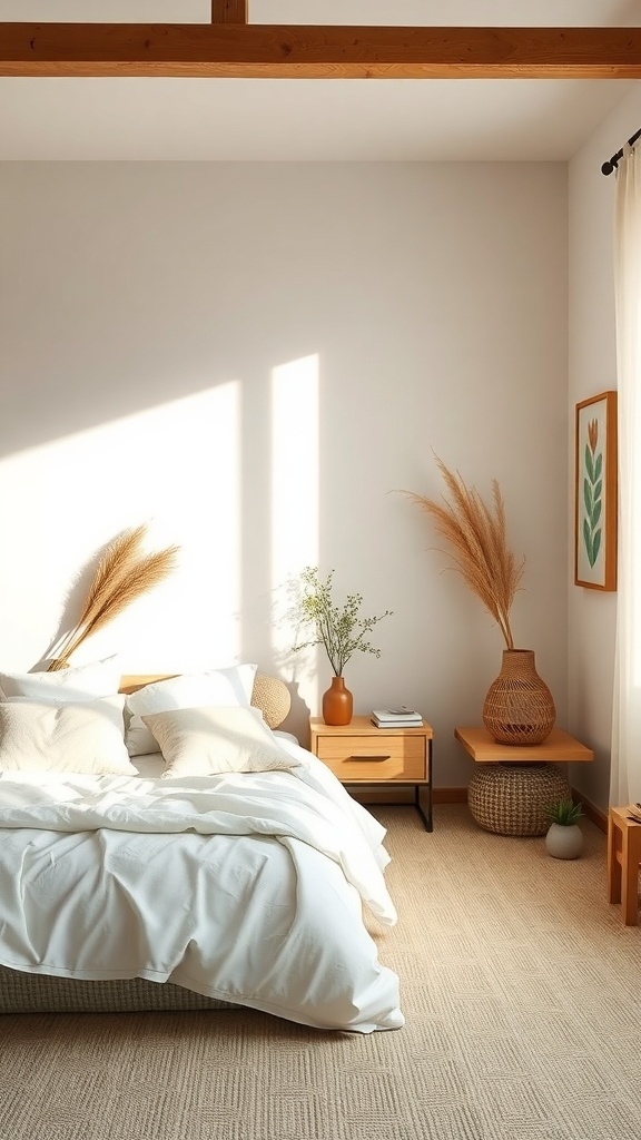 13 Stunning Bedroom Design Styles You Need to Try 13 A serene bedroom with neutral colors, a cozy bed, and natural decor elements.