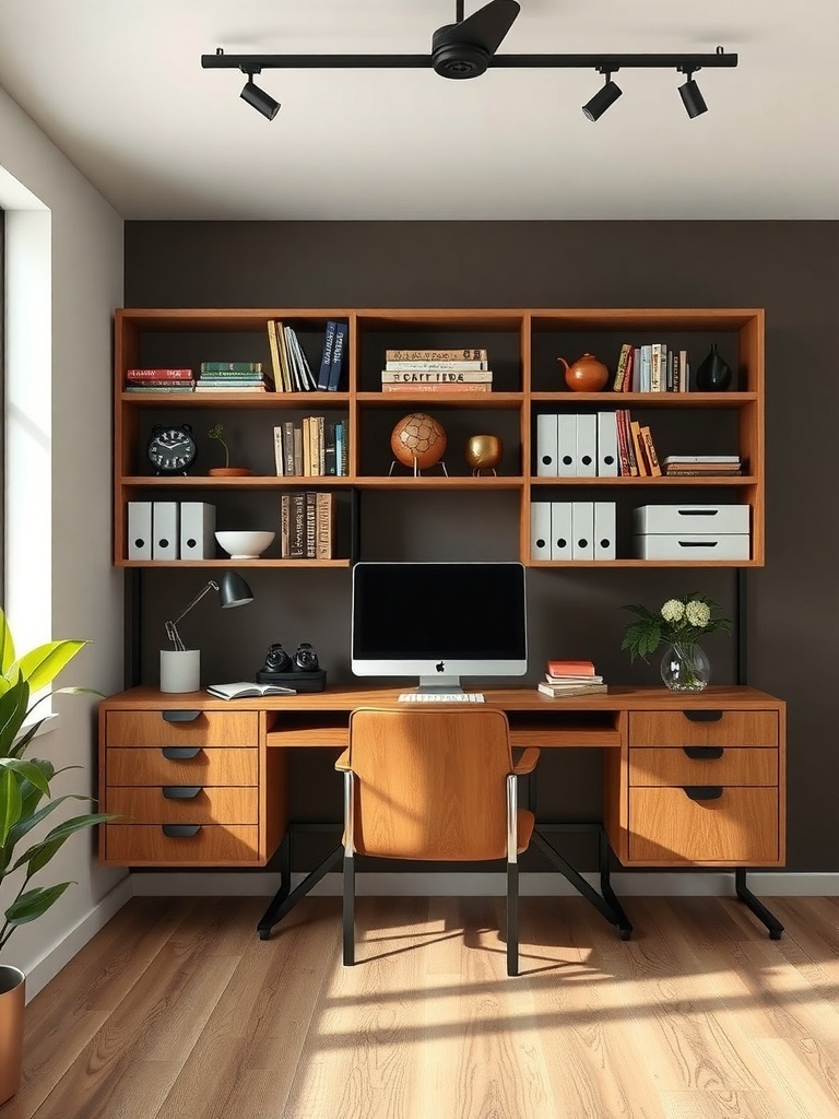18 Stylish Modern Home Office Ideas to Inspire Your Space 25 Modern home office with a stylish desk and creative storage solutions