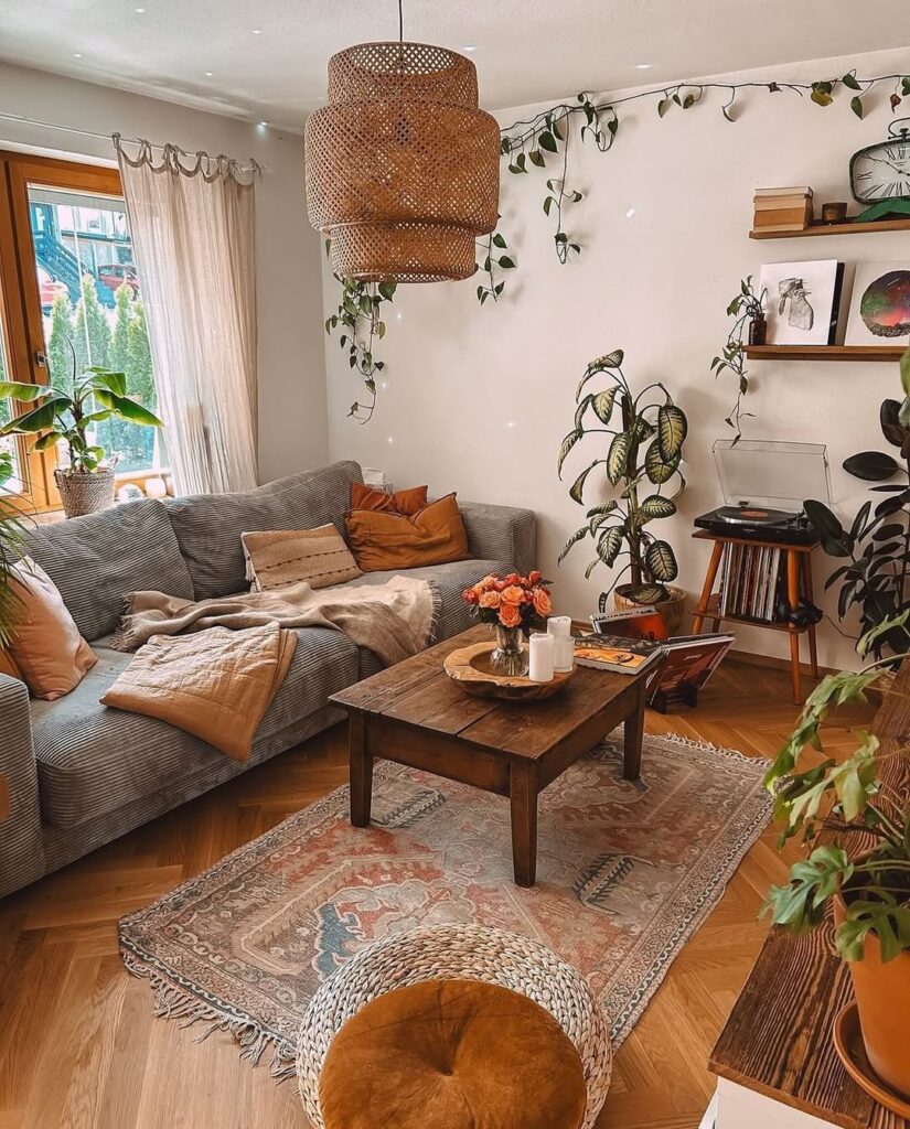 Boho Earthtones Vinyl Vibes Room