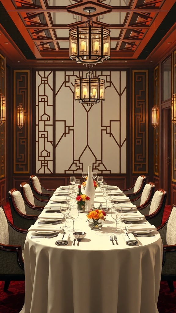 13 Awesome Home Decor Inspo to Transform Your Space 2 Art Deco style dining room with elegant table setting and warm lighting