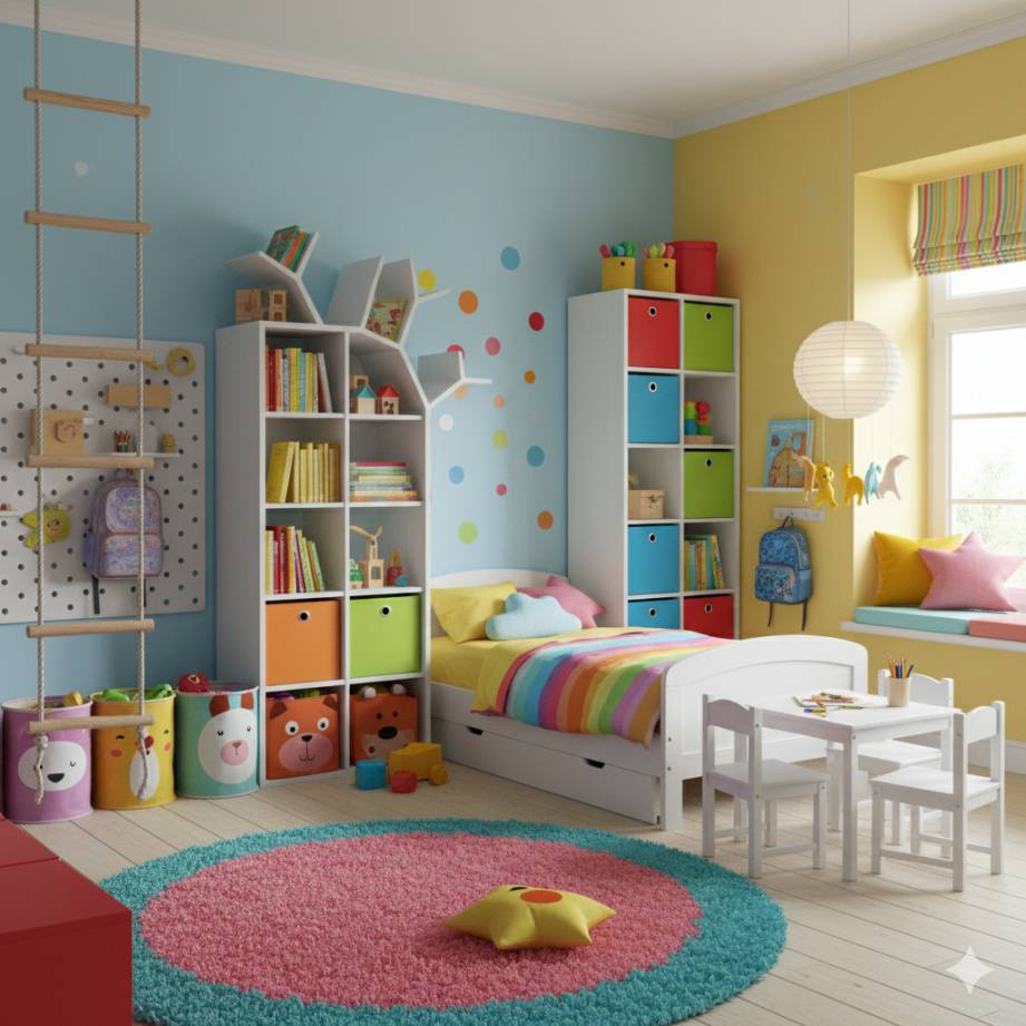 20 Home Décor Ideas Expected to Define 2026 8 A playful kids room with bright colors