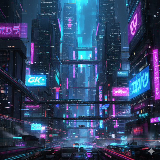 15 Wallpaper Aesthetics to Refresh Your Space (and Your Mood) 4 Neon Cyberpunk Futuristic high tech urban scenes with glowing elements bright neon signs pinks blues purples and dystopian cityscapes