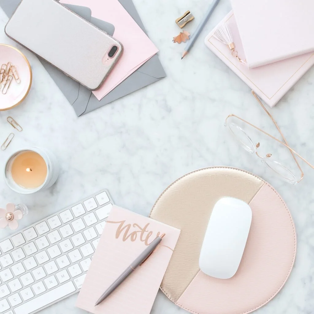 19 Lovely Housewarming Gift Ideas for a Home Office 14 haute stock photography pink grey collection final 13 1024x1024 1