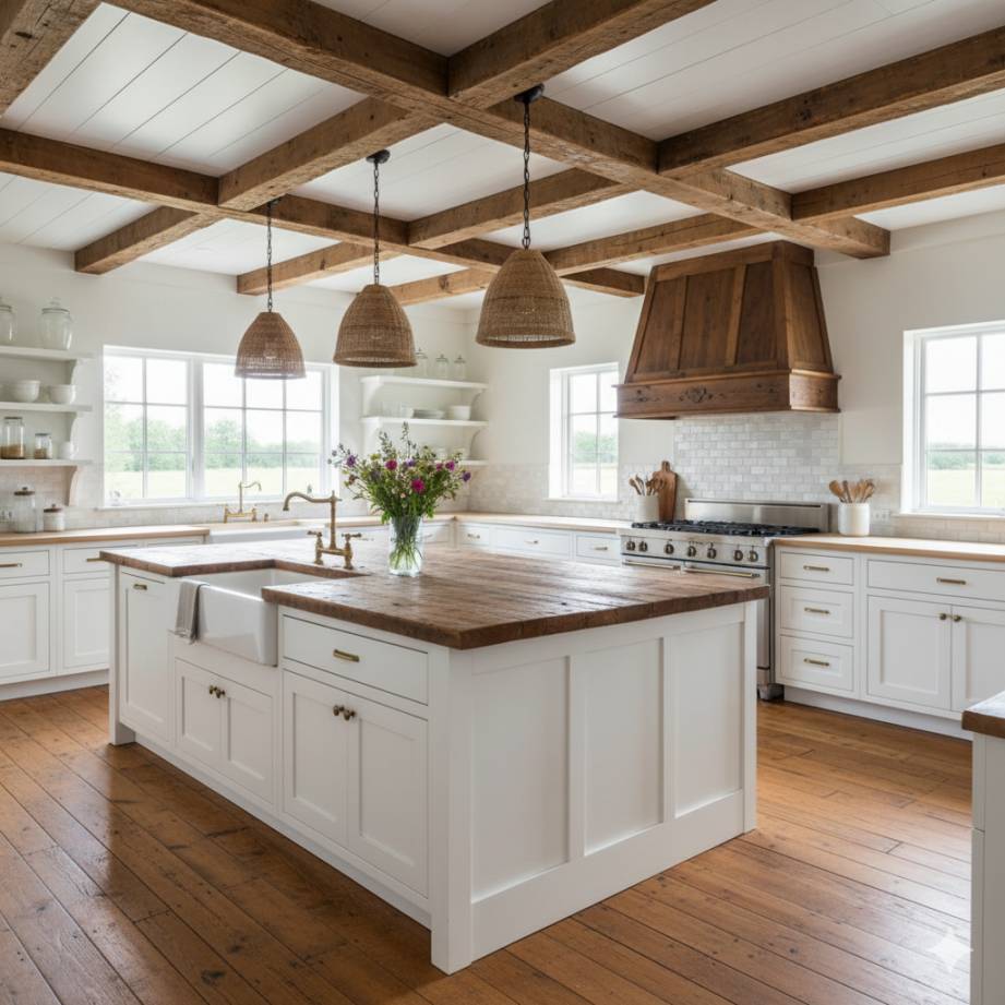 20 Home Décor Ideas Expected to Define 2026 3 rustic farmhouse kitchen with exposed wooden
