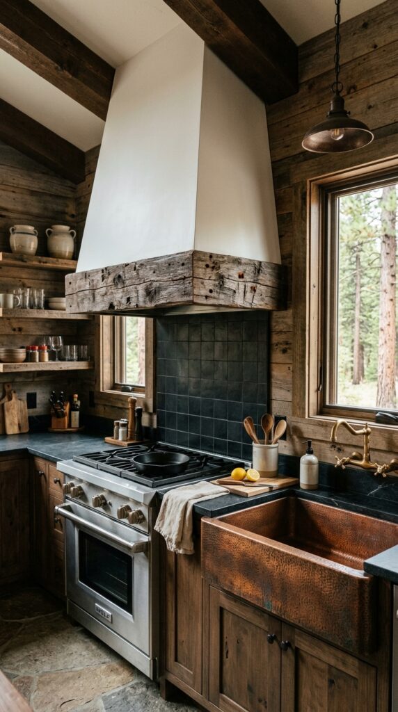 Image prompt a rustic moderncabin kitchen scene th fb045317ed