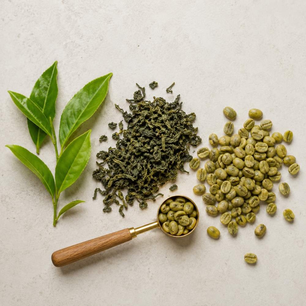 Green tea extract and green coffee bean ingredients used in Tea Burn weight loss formula
