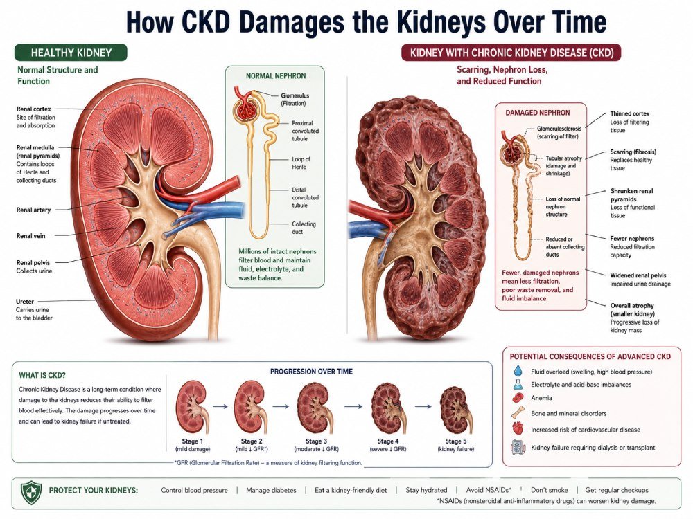how ckd damages the kidneys over time