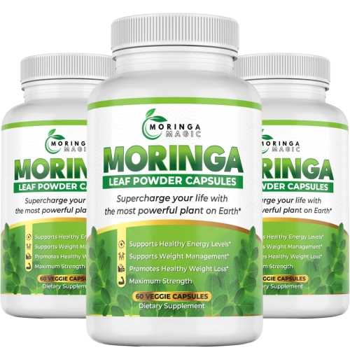 3 Moringa Magic supplement bottles