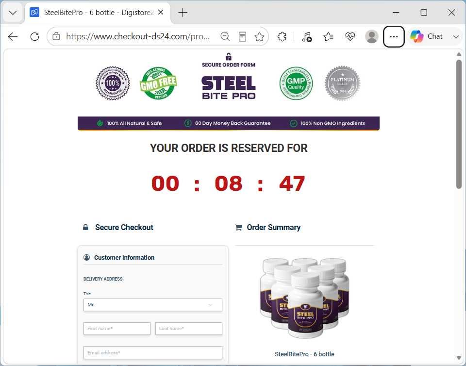 Steel Bite Pro checkout page
