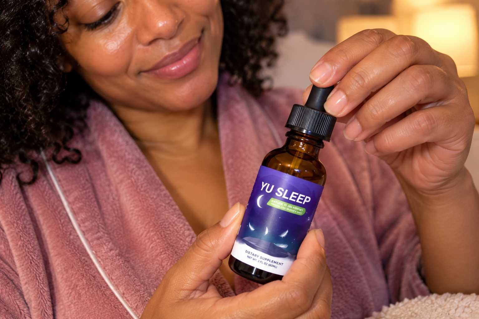Close-up of the Yu Sleep liquid dropper bottle