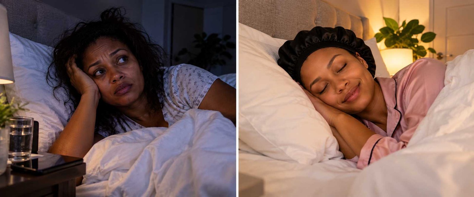Before and after: restless nights compared with a restful night's sleep